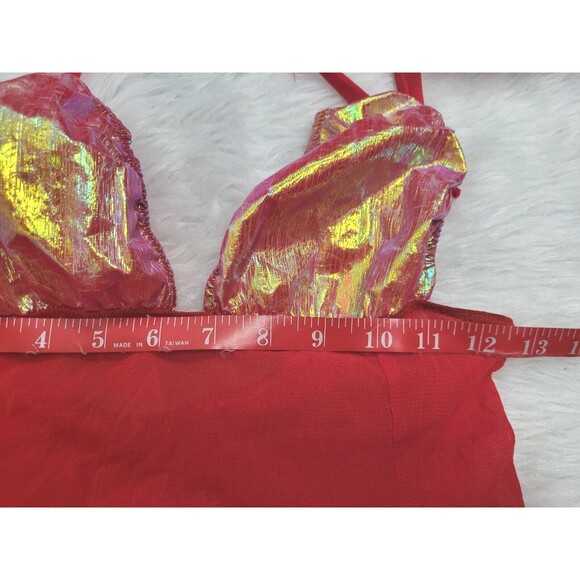 Exotic Handmade Cherry Red Babydoll Dancewear 2 Piece Set Size Small/Medium - Picture 6 of 7